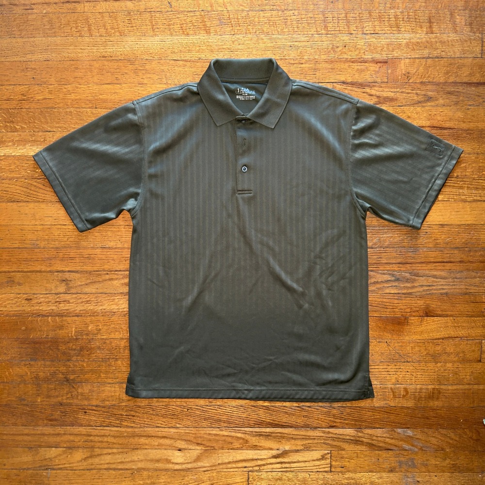 PGA Tour Men's Olive Green‎ Vertical Stripe Golf Polo Shirt M/M